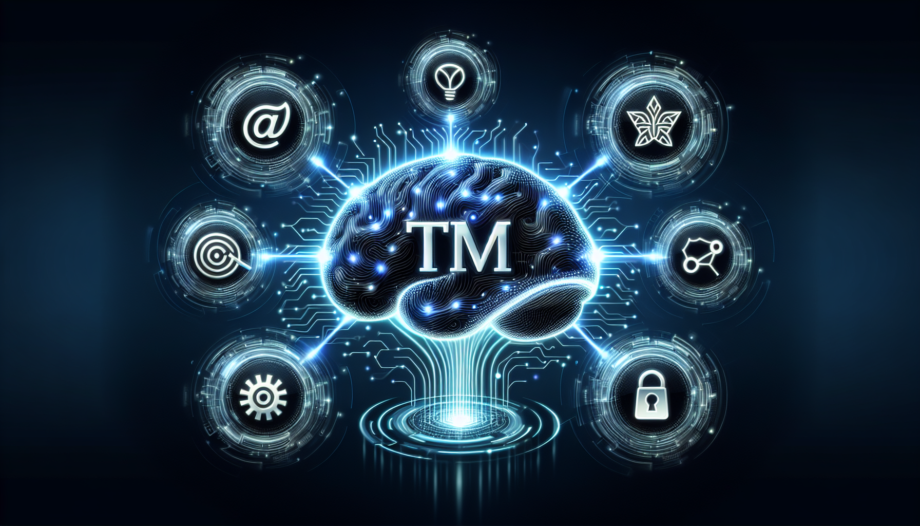 Illustration of AI technology assisting in trademark management