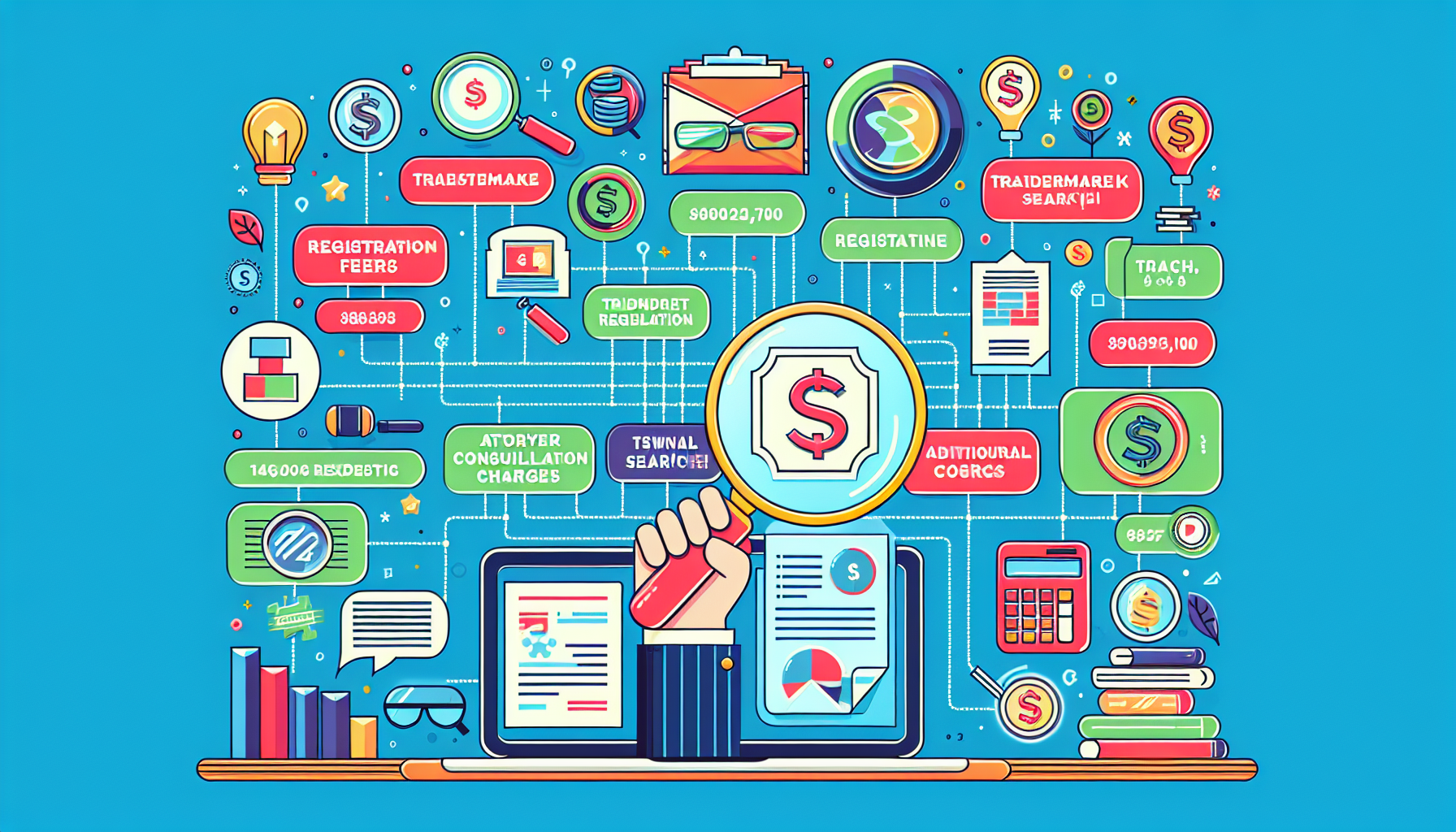 An infographic detailing the costs involved in a comprehensive trademark search.