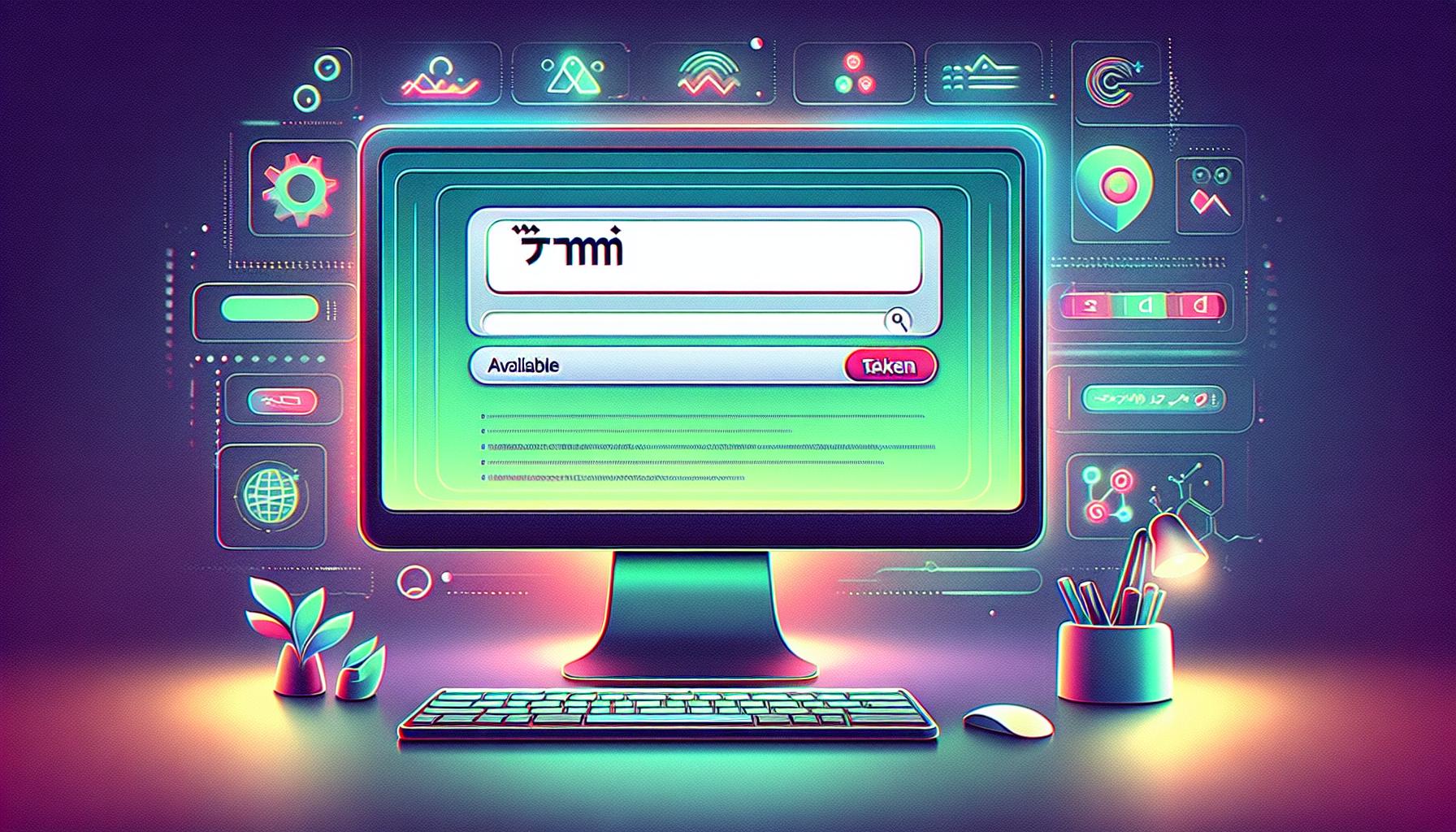 A visual representation of using a trademark search engine to check business name availability.