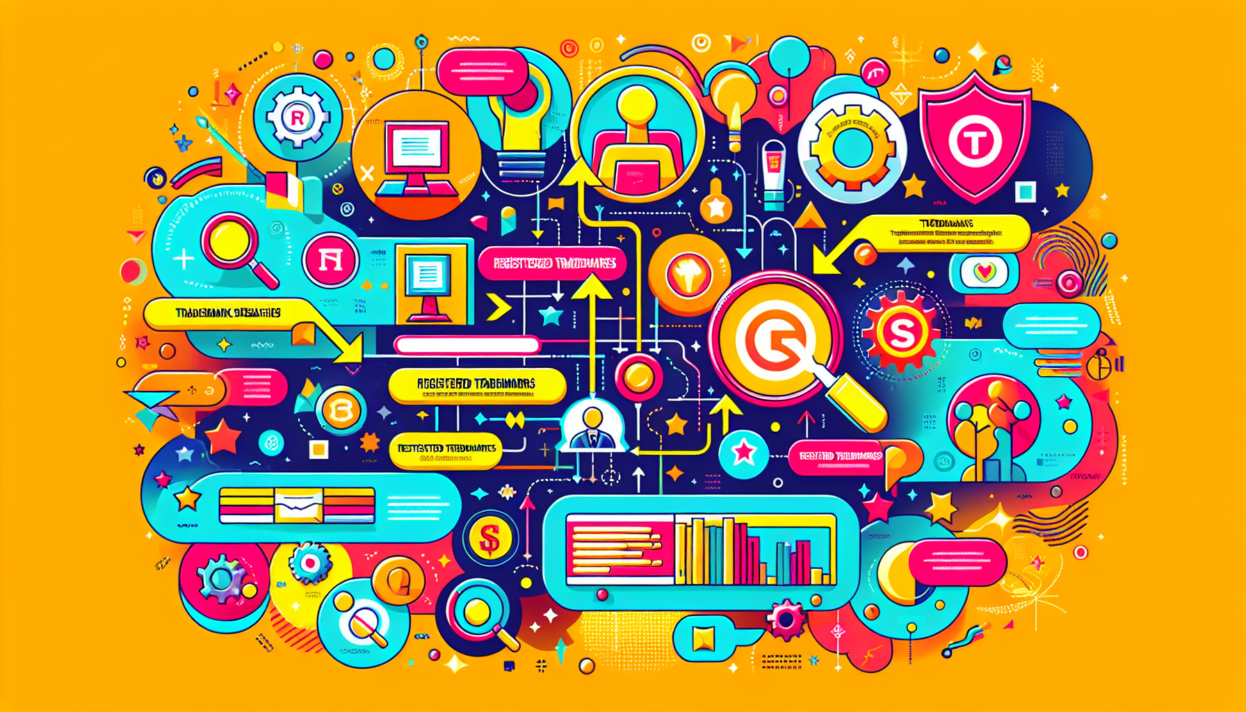 An illustration explaining the basics of trademark searches.