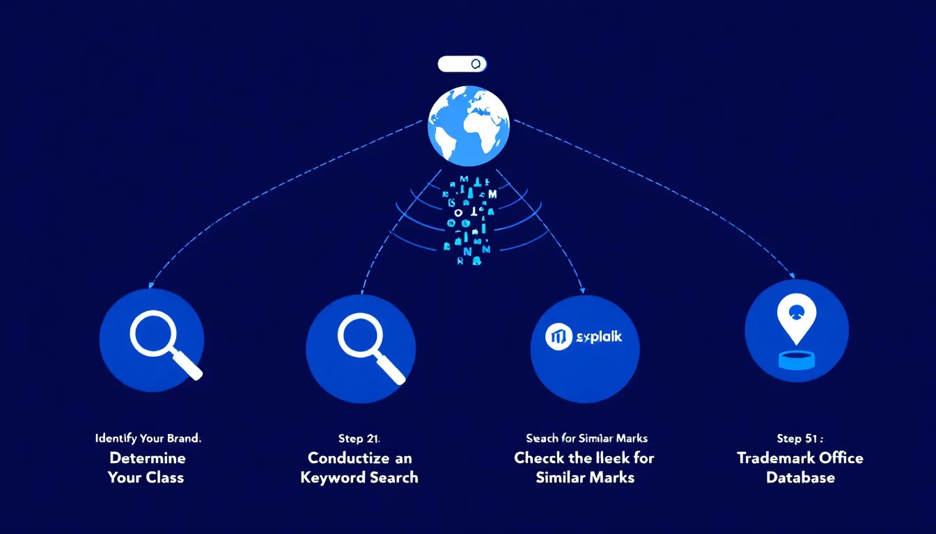 A visual guide to conducting an initial trademark search.